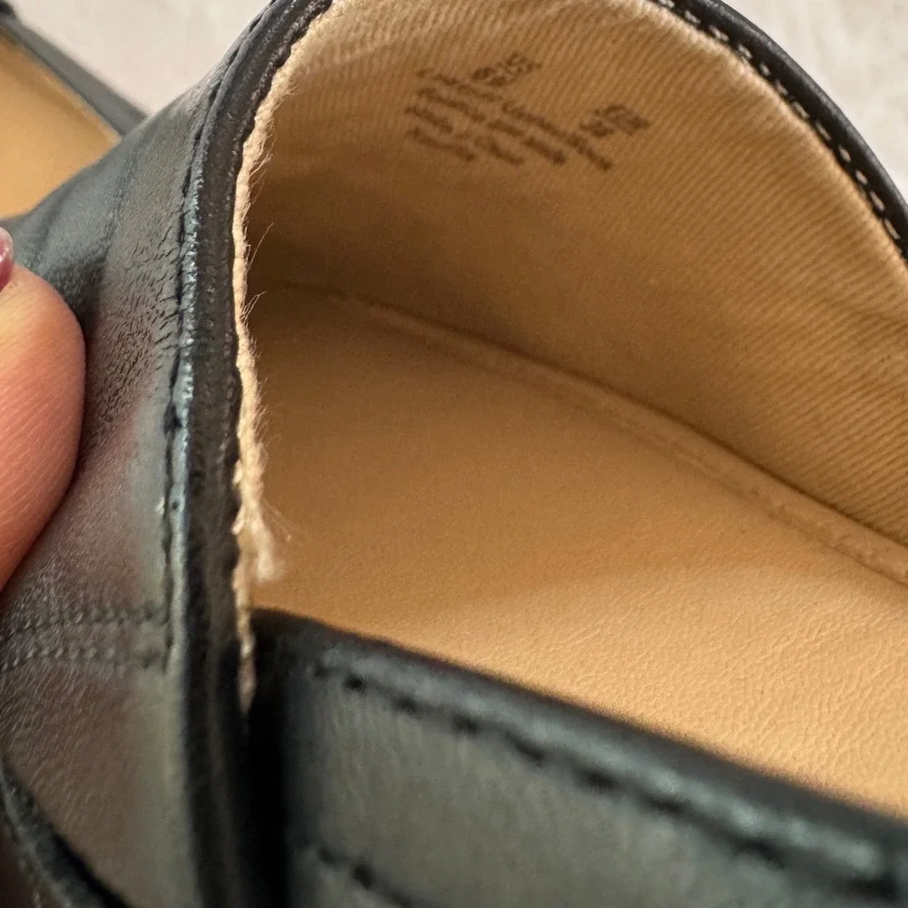 Sam Edelman Lynn Leather Espadrilles Black Slip On Flats Resort Coastal 8.5